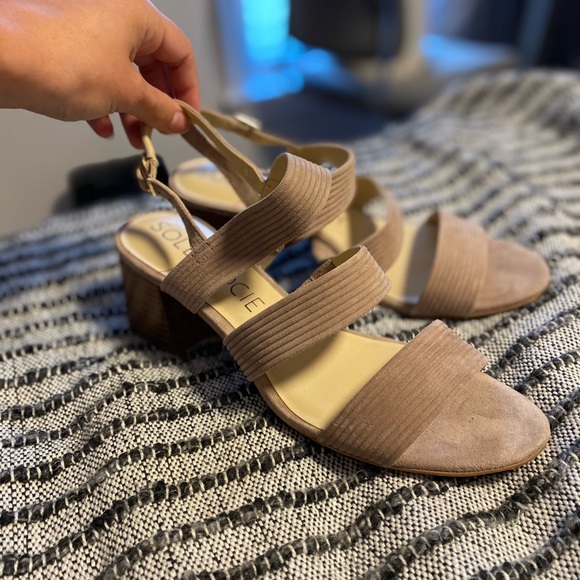 Sole Society Block Heels Size 7.5 Gray/Tan color - Picture 1 of 2